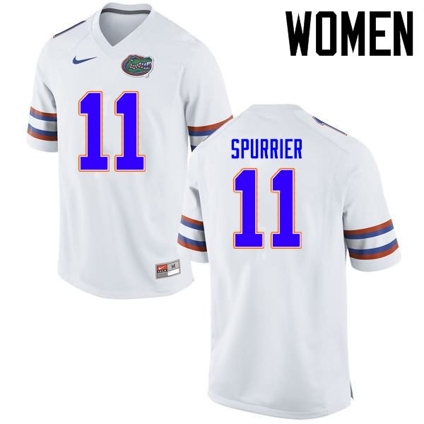 NCAA Florida Gators Steve Spurrier Women's #11 Nike White Stitched Authentic College Football Jersey UJS8564UY